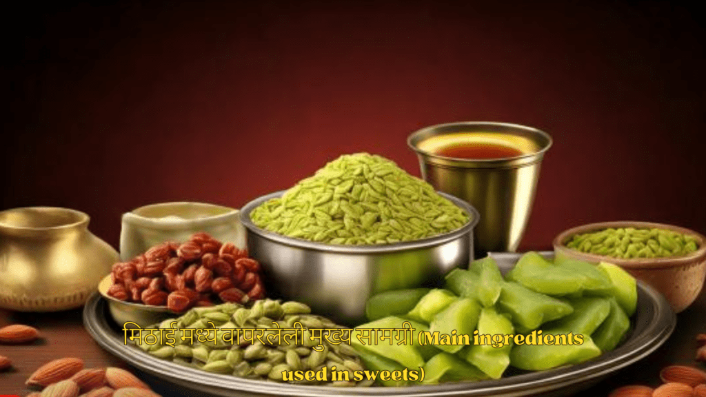 मिठाई मध्ये वापरलेली मुख्य सामग्री (Main ingredients used in sweets)