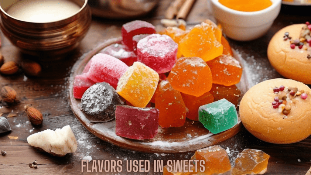 मिठाईमध्ये वापरलेले चवदार घटक (Flavors used in sweets)